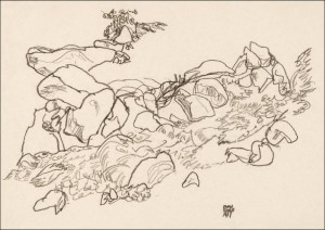 Mountain Stream, Egon Schiele - plakat 100x70 cm