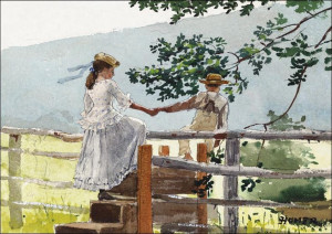On the Stile, Winslow Homer - plakat 100x70 cm
