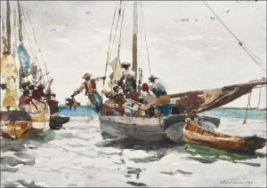 Market Scene, Nassau, Winslow Homer - plakat 100x7