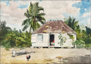 Native hut at Nassau, Winslow Homer - plakat 100x7