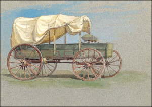 A Covered Wagon, Samuel Colman - plakat 100x70 cm