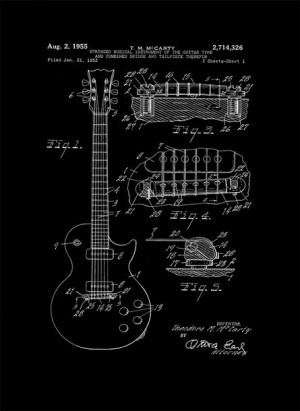 Patent Gitara Elektryczna Projekt 1955  - retro pl