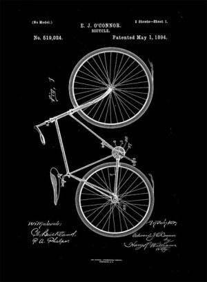 Patent Rower Projekt 1894 - retro plakat 100x140 c