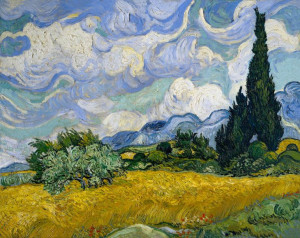 Pole pszenicy z cyprysami, Vincent van Gogh - plak
