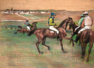 Race Horses, Edgar Degas - plakat 100x70 cm