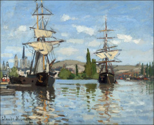 Ships Riding on the Seine at Rouen, Claude Monet -