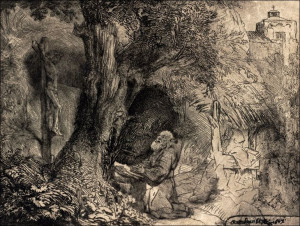 Saint Francis beneath a Tree Praying,, Rembrandt -