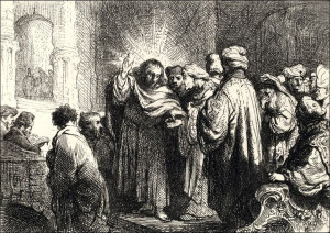 The Tribute Money, Rembrandt - plakat 100x70 cm