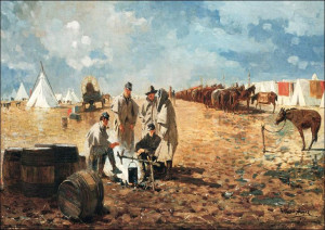 Rainy Day in Camp, Winslow Homer - plakat 100x70 c