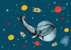 Wieloryb w kosmosie - plakat 100x70 cm