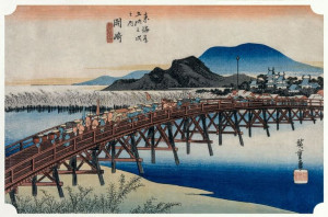 Yahagi Bridge at Okazaki, Hiroshige - plakat 100x7