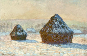 Wheatstacks, Snow Effect, Morning (Meules, Effet d