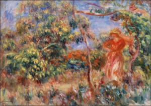 Woman in Red in a Landscape, Pierre-Auguste Renoir