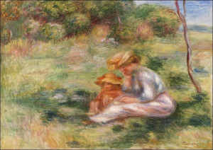Woman and Child in the Grass, Pierre-Auguste Renoi