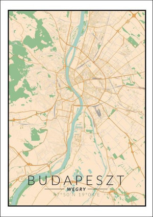 Budapeszt mapa kolorowa - plakat 20x30 cm