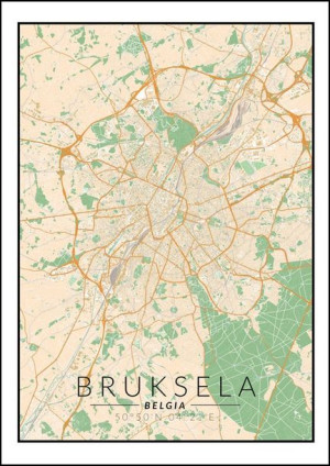 Bruksela mapa kolorowa - plakat 20x30 cm