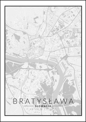 Bratysława mapa czarno biała - plakat 29,7x42 cm