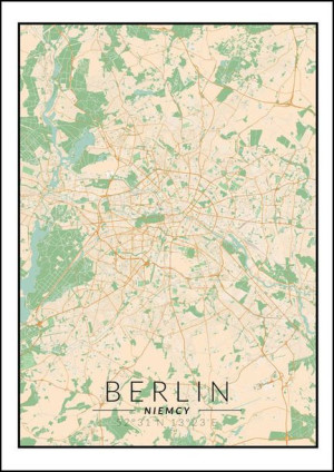 Berlin mapa kolorowa - plakat 29,7x42 cm