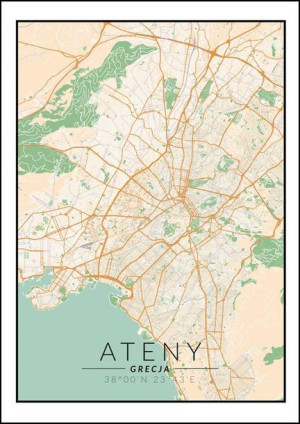 Ateny mapa kolorowa - plakat 21x29,7 cm