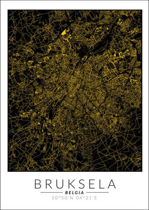 Bruksela złota mapa - plakat 20x30 cm