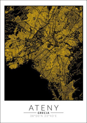 Ateny złota mapa - plakat 20x30 cm