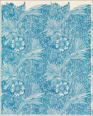 Blue marigold illustration wall art print and post