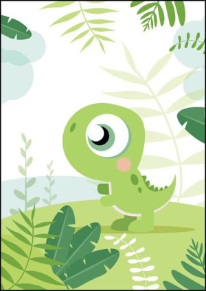 Dino zielony - plakat 20x30 cm