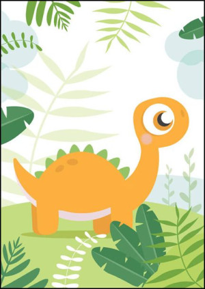 Dino pomarańczowy - plakat 20x30 cm