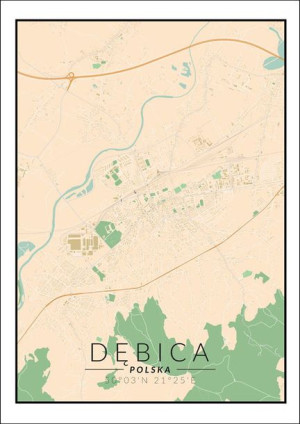 Dębica mapa kolorowa - plakat 21x29,7 cm