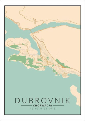 Dubrownik mapa kolorowa - plakat 29,7x42 cm