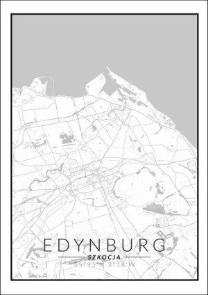 Edynburg mapa czarno biała - plakat 20x30 cm