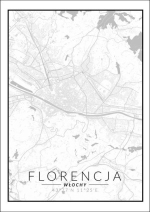 Florencja mapa czarno biała - plakat 20x30 cm