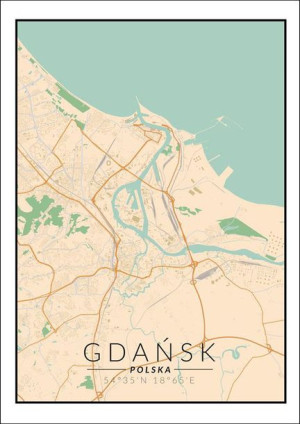 Gdańsk mapa kolorowa - plakat 29,7x42 cm