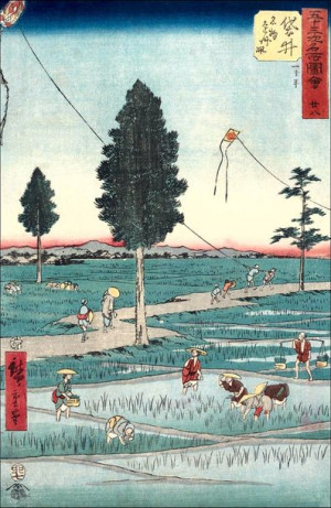Fukuroi Famous Tôtômi Kites, Hiroshige Ando - plak