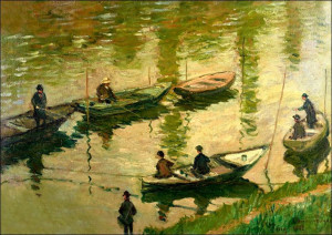 Fisher on the Seine at Poissy, Claude Monet - plak