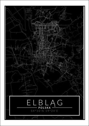 Elblag mapa dark - plakat 21x29,7 cm