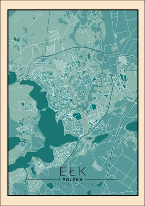 Ełk mapa vintage - plakat 21x29,7 cm
