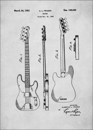 Fender Bialy 1952 - plakat 29,7x42 cm