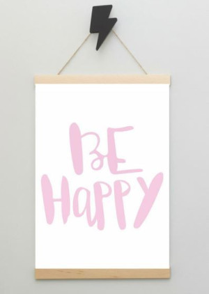 Happy różowy - plakat 21x29,7 cm