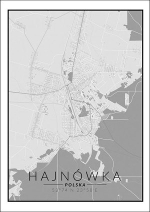 Hajnówka mapa czarno biała - plakat 21x29,7 cm