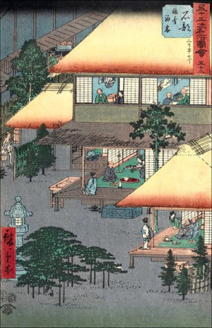Ishibe Guests at the Inn, Hiroshige Ando - plakat