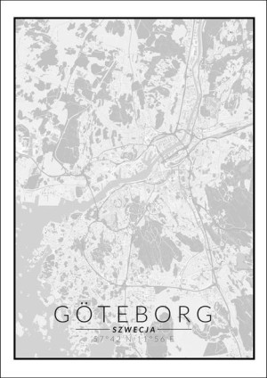 Goteborg mapa czarno biała - plakat 29,7x42 cm