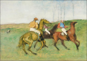 Jockeys and Race Horses, Edgar Degas - plakat 29,7