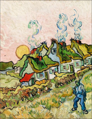 Houses and Figure, Vincent Van Gogh - plakat 20x30