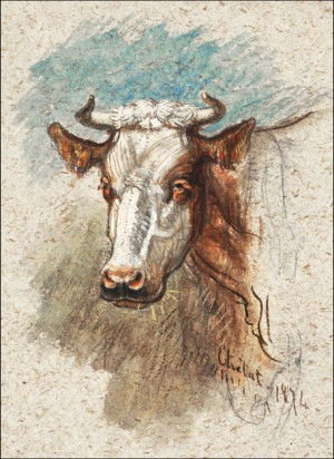 Head of a Cow, Étretat, Samuel Colman - plakat 29,