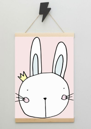 Królik scandi róż - plakat 20x30 cm