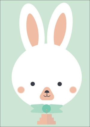 Królik urodzinowy z tortem - plakat 21x29,7 cm