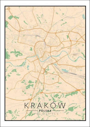 Kraków mapa kolorowa - plakat 29,7x42 cm