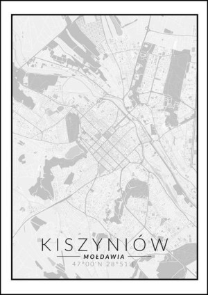 Kiszyniow mapa czarno biała - plakat 21x29,7 cm