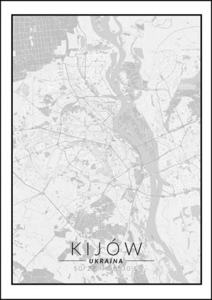 Kijów mapa czarno biała - plakat 21x29,7 cm